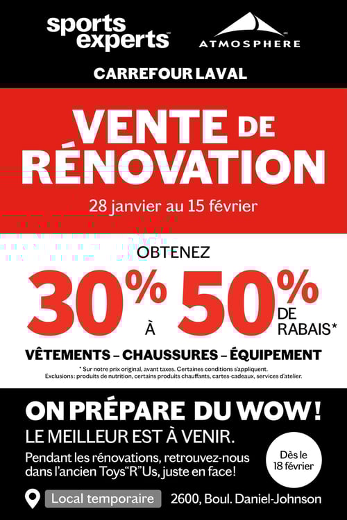 Circulaire Sports Experts - Vente de Rénovation Carrefour Laval - Page 1