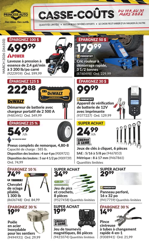 Circulaire Princess Auto - Casse-Coûts - Page 1