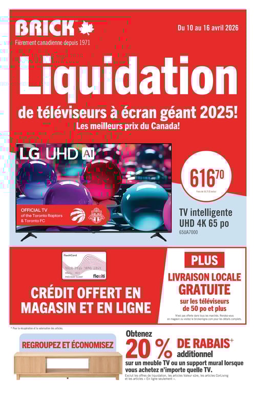 Circulaire Brick - Liquidation de téléviseurs à écran géant - Page 1