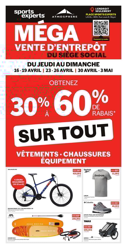 Circulaire Sports Experts - Méga Vente d'Entrepôt du Siège Social - Page 1
