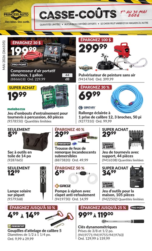 Circulaire Princess Auto - Casse-Coûts - Page 1