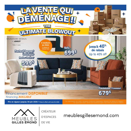 Circulaire Meubles Gilles Émond - La vente qui déménage !! - Page 1