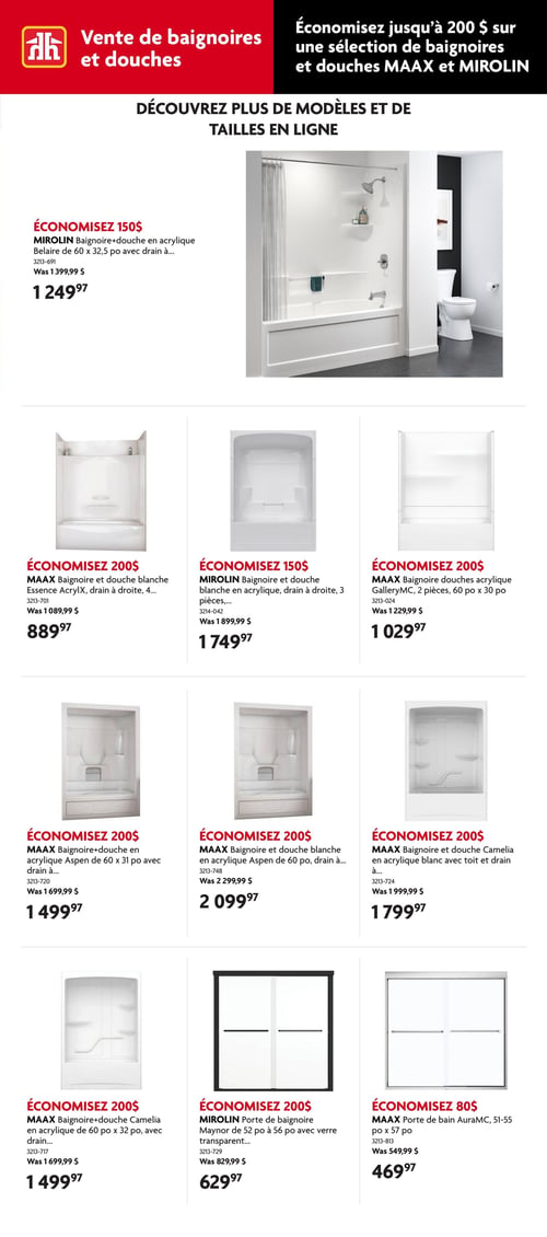 Circulaire Home Hardware - Vente de Baignoires et Douches - Page 2