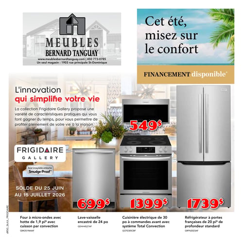 Circulaire Meubles Bernard Tanguay - Cet été misez sur le confort - Page 1