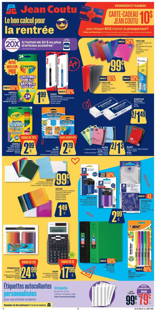 Circulaire Jean Coutu - Rentrée Scolaire - Page 1