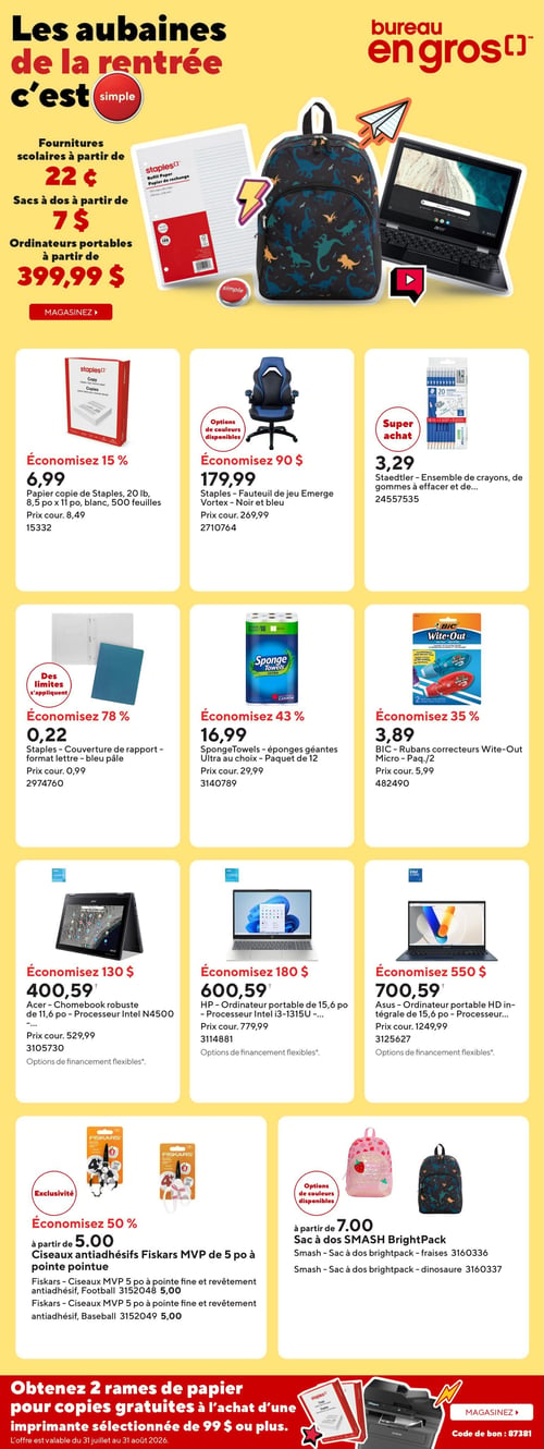 Circulaire Bureau en Gros - Les Aubaines de la Rentrée - Page 1