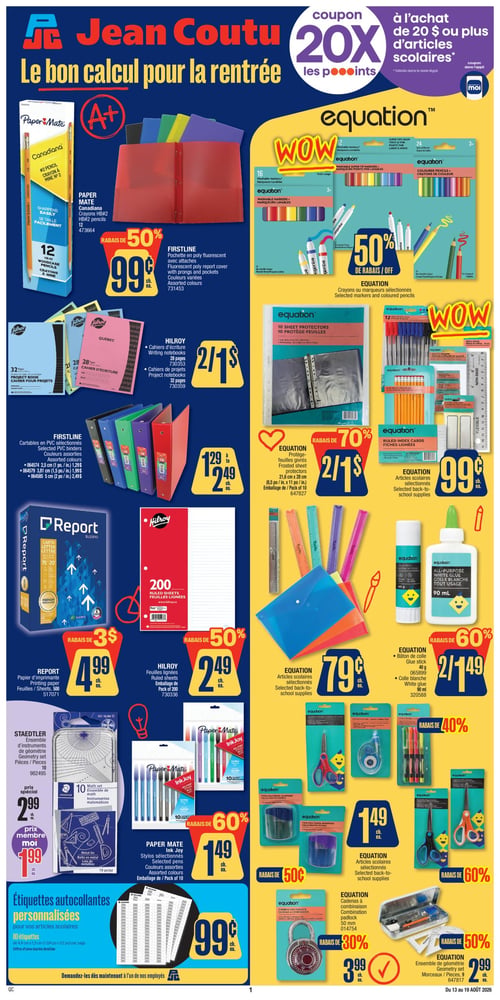 Circulaire Jean Coutu - Rentrée Scolaire - Page 1