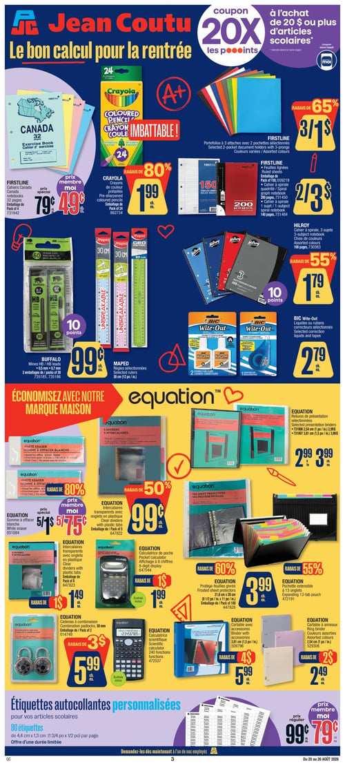 Circulaire Jean Coutu - Rentrée Scolaire - Page 1