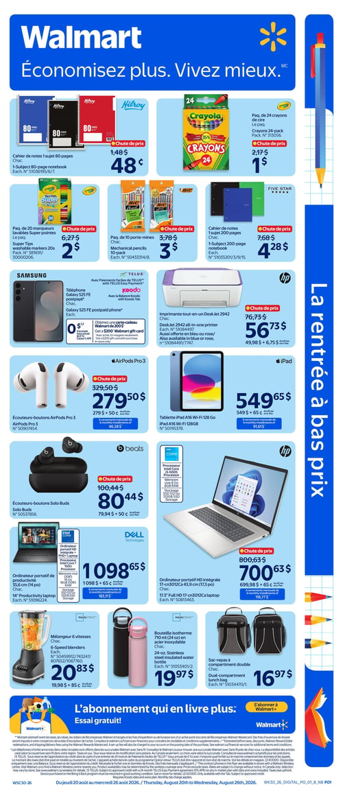 Circulaire Walmart - Rentrée Scolaire - Page 1