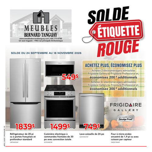 Circulaire Meubles Bernard Tanguay - Électroménagers - Page 1