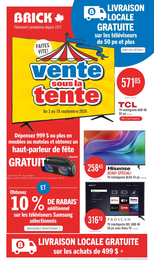 Circulaire Brick - Vente sous la Tente - Téléviseurs - Page 1