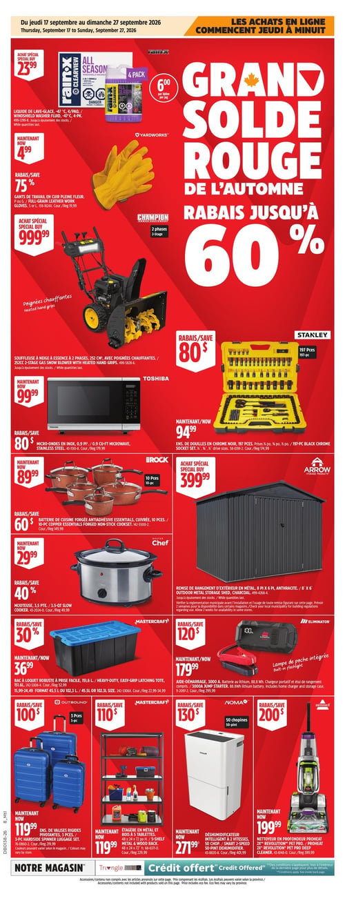Circulaire Canadian Tire - Grand Solde Rouge de l'Automne - Page 1