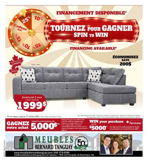 Circulaire Meubles Bernard Tanguay - Tournez pour gagner - Page 1
