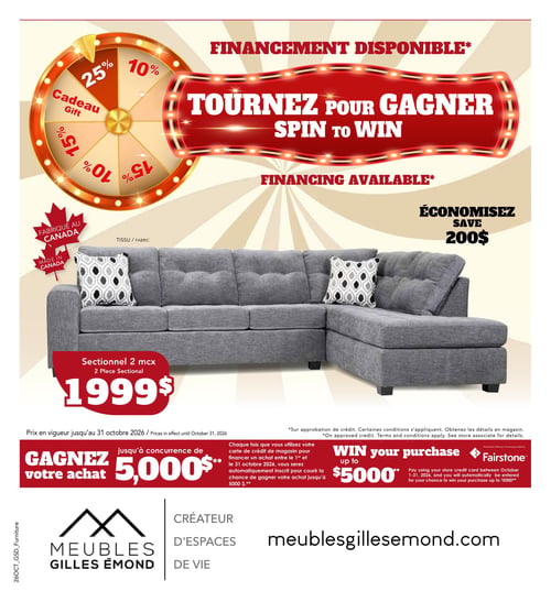 Circulaire Meubles Gilles Émond - Tournez pour gagner - Page 1