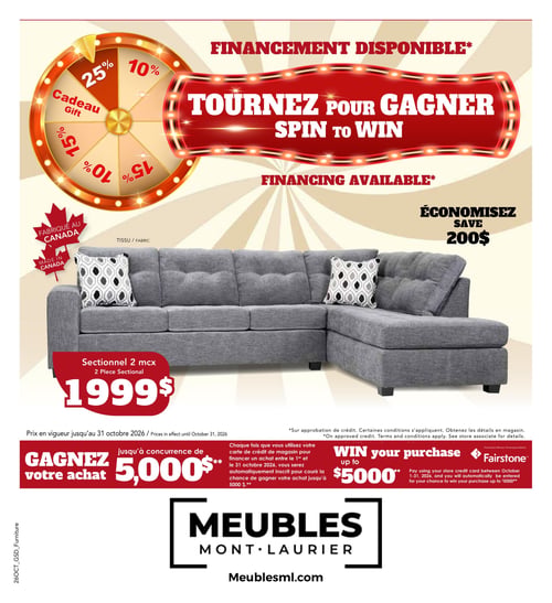 Circulaire Meubles Mont-Laurier - Tournez pour gagner - Page 1
