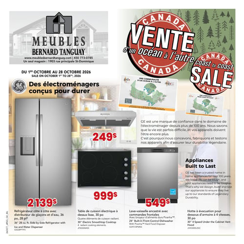 Circulaire Meubles Bernard Tanguay - Électroménagers - Page 1