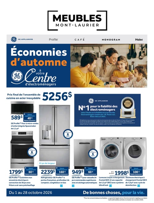 Circulaire Meubles Mont-Laurier - Économies d'Automne - Page 1