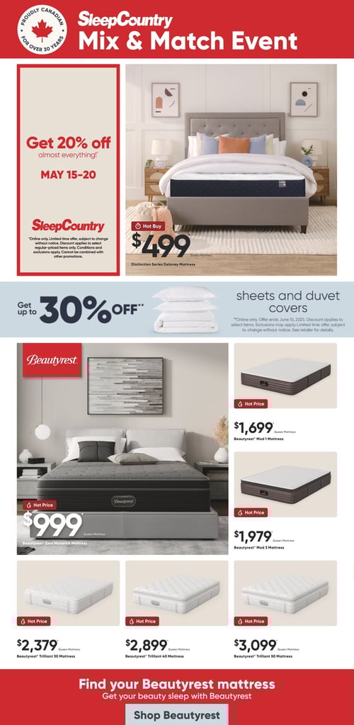 Circulaire Sleep Country Flyer - Page 1