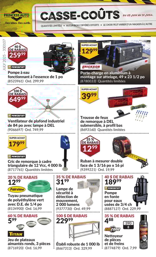 Circulaire Princess Auto - Casse-Coûts - Page 1
