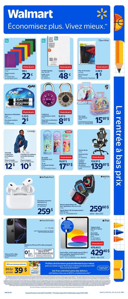 Circulaire Walmart - Rentrée des Classes - Page 1