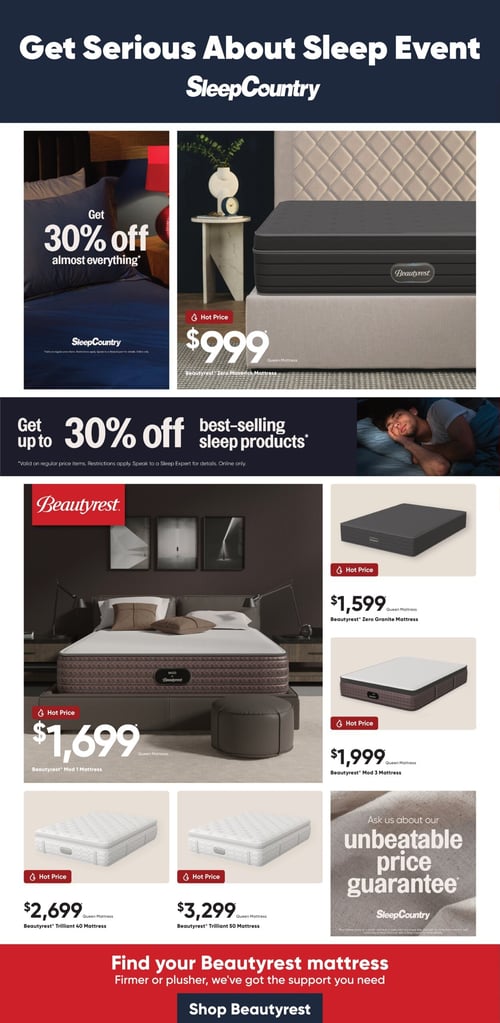 Circulaire Sleep Country Flyer - Page 1