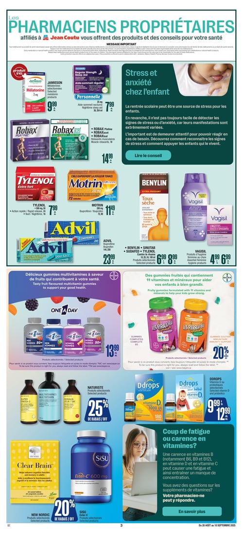 Circulaire Jean Coutu - Essentiels bien-être Rentrée Scolaire - Page 3
