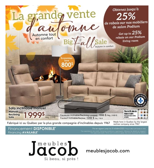 Circulaire ​Meubles Jacob - La grande vente d'Automne - Page 1