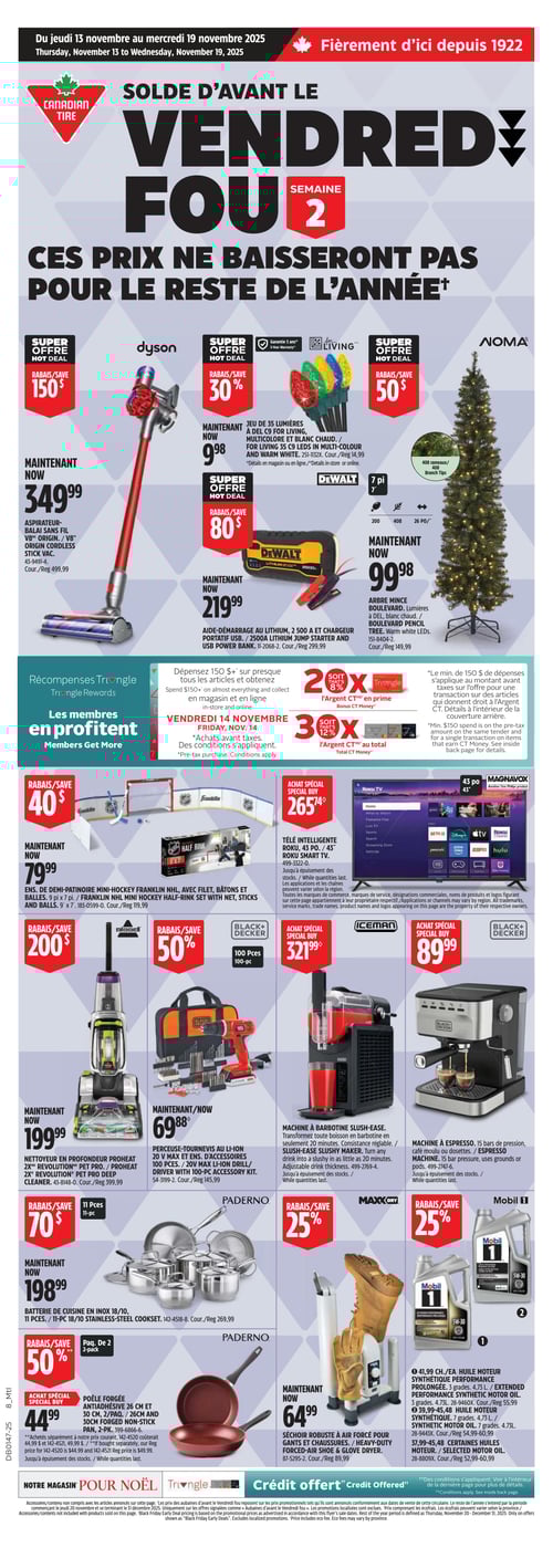 Circulaire Canadian Tire - Solde d'Avant le Vendredi Fou - Page 1