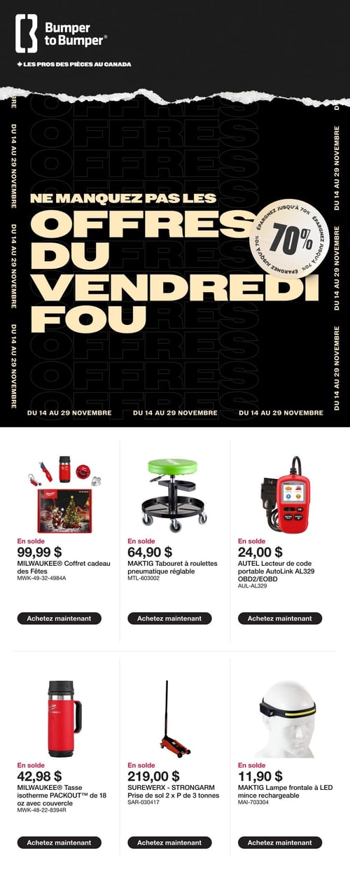 Circulaire Bumper to Bumper - Offres du Vendredi Fou - Page 1