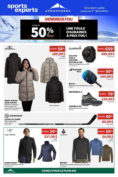 Circulaire Sports Experts - Vendredi Fou jusqu'à 50% - Page 1