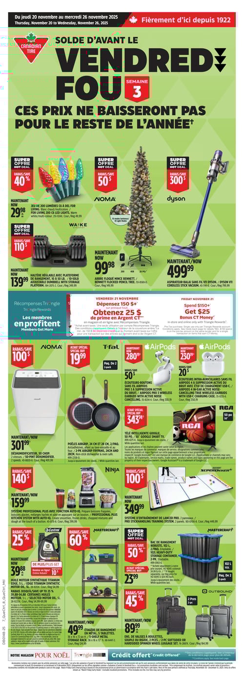 Circulaire Canadian Tire - Solde d'Avant le Vendredi Fou - Page 1