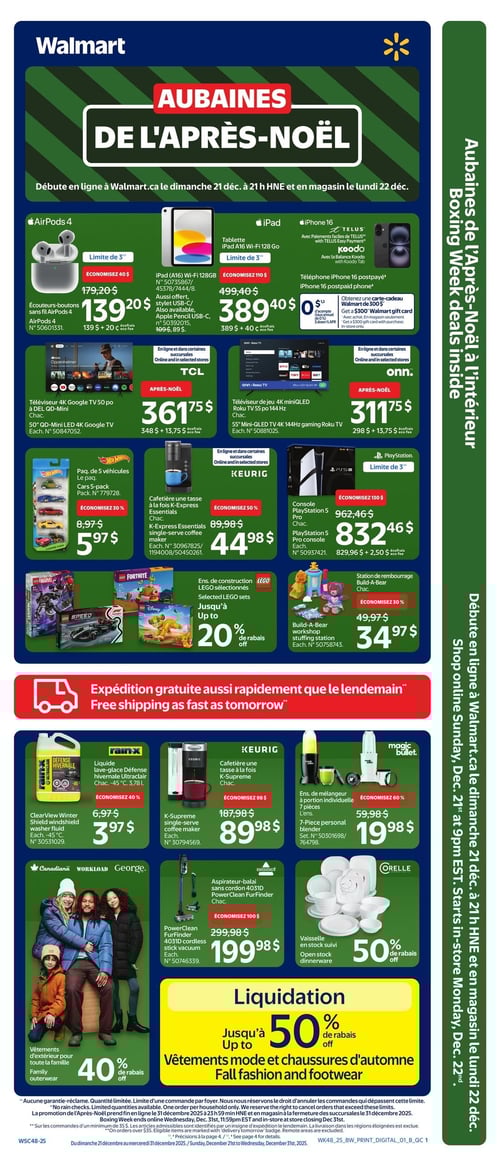Circulaire Walmart - Aubaines de l'Après-Noël - Page 1