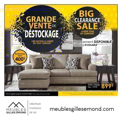 Circulaire Meubles Gilles Émond - Grande Vente de Déstockage - Page 1